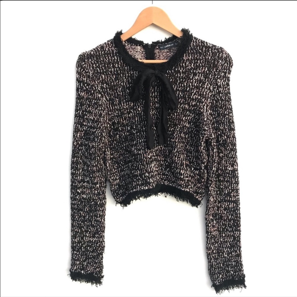 Zara knit sweater with bow tie, S